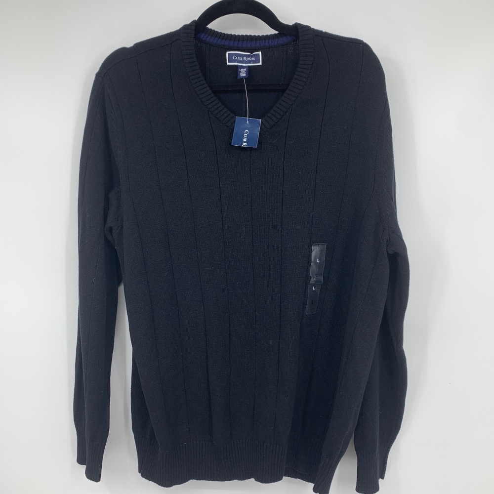 Club Room Mens large V-Neck Knit Sweater ribbed